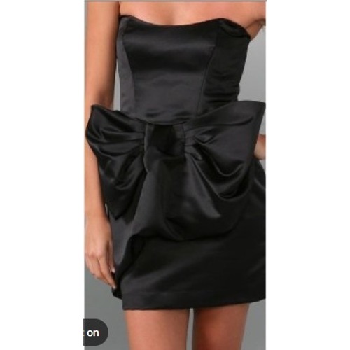 Foley + Corinna Black Strapless Oversized Bow Mini Cocktail Dress Womens Small